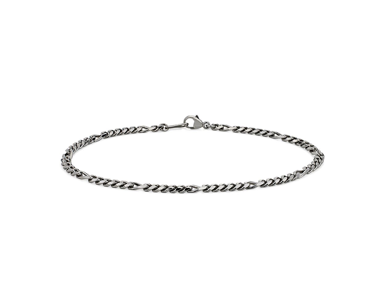 8 Men's Flat Figaro Chain Bracelet Bracelet in Platinum (3.2 mm 8 Men's Flat Figaro Chain Bracelet Bracelet in Platinum (3.2 mm