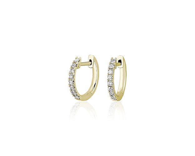 Petite Diamond Huggie Hoop Earrings in 14k Yellow Gold (1/4 ct. tw.)