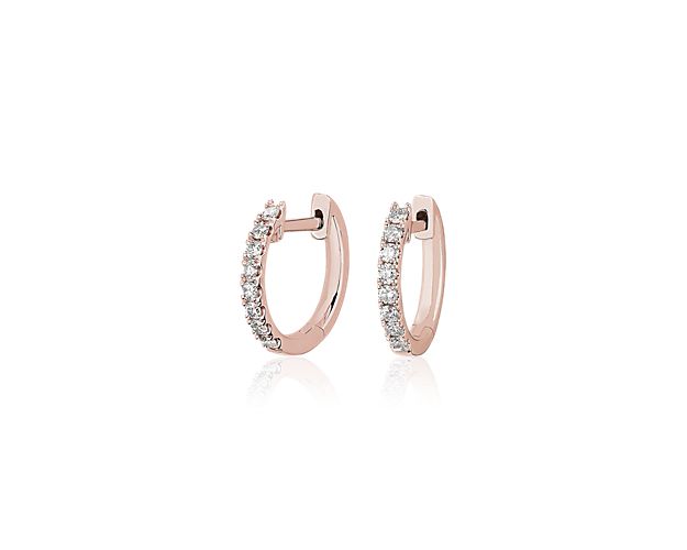 Petite Diamond Huggie Hoop Earrings in 14k Rose Gold (1/4 ct. tw.)