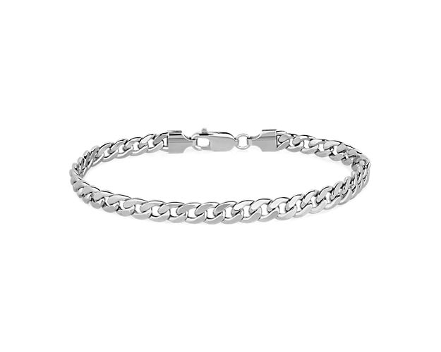 The classic Miami Cuban link bracelet is crafted in polished 14k white gold. This timeless pieces is great for everyday wear, and is a classic staple. This bracelet is secured with a lobster claw clasp.