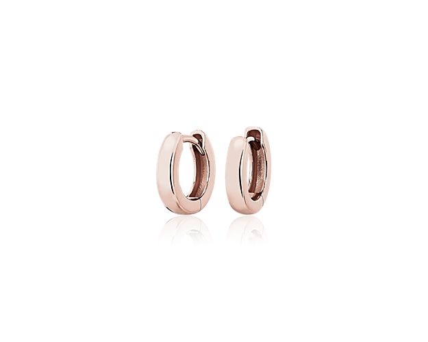 Mini Wide Huggie Hoop Earrings in 14k Rose Gold (3 12 mm)