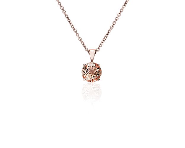 Layer on style that never fades with this 14k rose gold pendant necklace anchored by a blushing round morganite gemstone that evokes the nostalgic romance of endless summer sunsets.