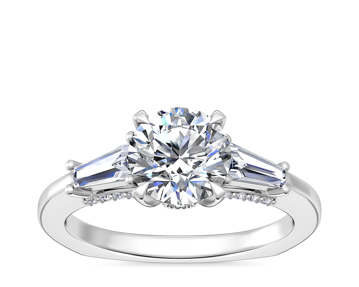 Bella Vaughan Tapered Baguette Three Stone Engagement Ring in Platinum ...