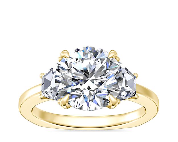 Bella Vaughan Trapezoid Three Stone Engagement Ring in 18k Yellow Gold (5/8 ct. tw.)