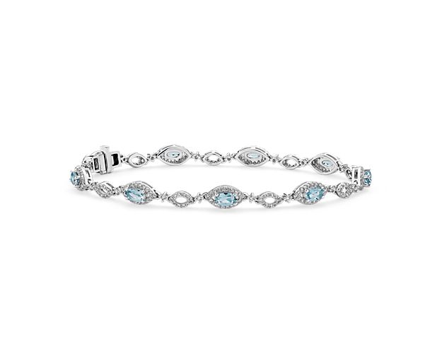 Platinum Aquamarine Sapphire Diamond Bracelet