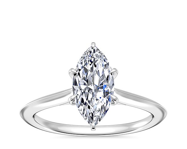 Knife Edge Solitaire Engagement Ring in 14k White Gold