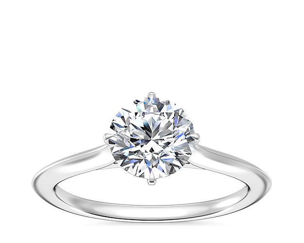 Knife Edge Solitaire Engagement Ring in 14k White Gold