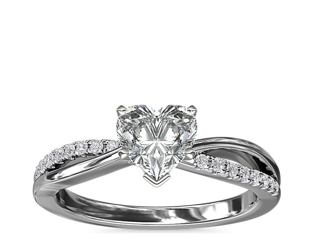 Split Shank Pavé and Plain Shank Diamond Engagement Ring in 14k White Gold (1/10 ct. tw.)