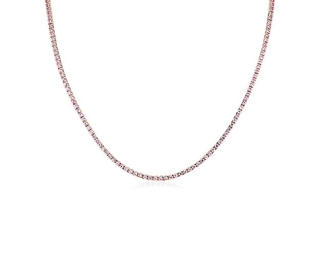 Elevate your style with this timeless eternity necklace featuring pink sapphires sparkling endlessly along it. It is crafted from warmly lustrous 14k rose gold and features a 17.5'' length.