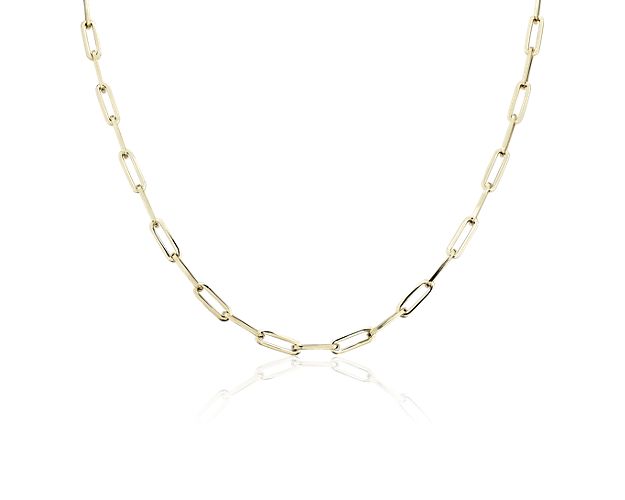 This paperclip chain necklace in 14k yellow gold is perfect as a solitary style statement or for adding to your necklace layers.