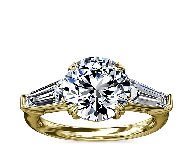 Three-Stone Tapered Baguette Diamond Engagement Ring in 18k Yellow Gold (5/8 ct. tw.)