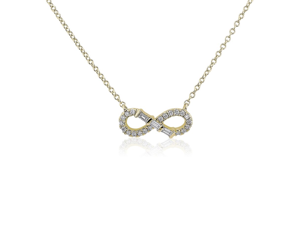 Emerald-Cut Diamond Infinity Necklace in 14k Yellow Gold (1/8 ct. tw.)