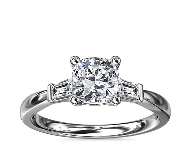 Tapered Baguette Diamond Engagement Ring in 14k White Gold (1/6 ct. tw.)
