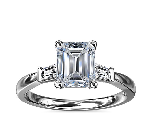 Tapered Baguette Diamond Engagement Ring in 14k White Gold (1/6 ct. tw.)