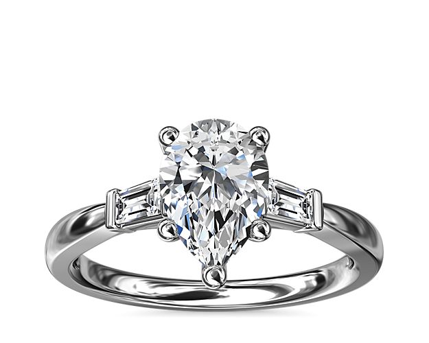 Tapered Baguette Diamond Engagement Ring in 14k White Gold (1/6 ct. tw.)