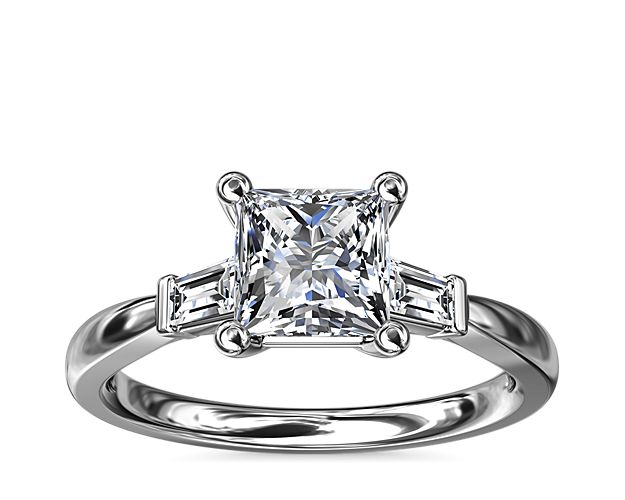 Tapered Baguette Diamond Engagement Ring in 14k White Gold (1/6 ct. tw.)