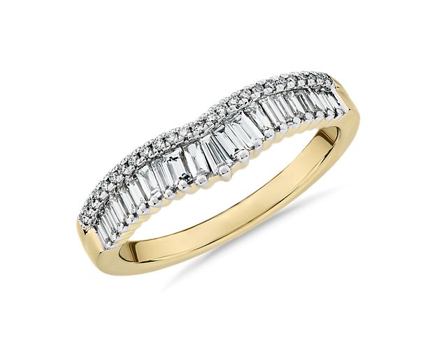 ZAC ZAC POSEN Baguette & Pavé Diamond Crown Curved Wedding Ring in 14k Yellow Gold (2 mm, 3/8 ct. tw.)