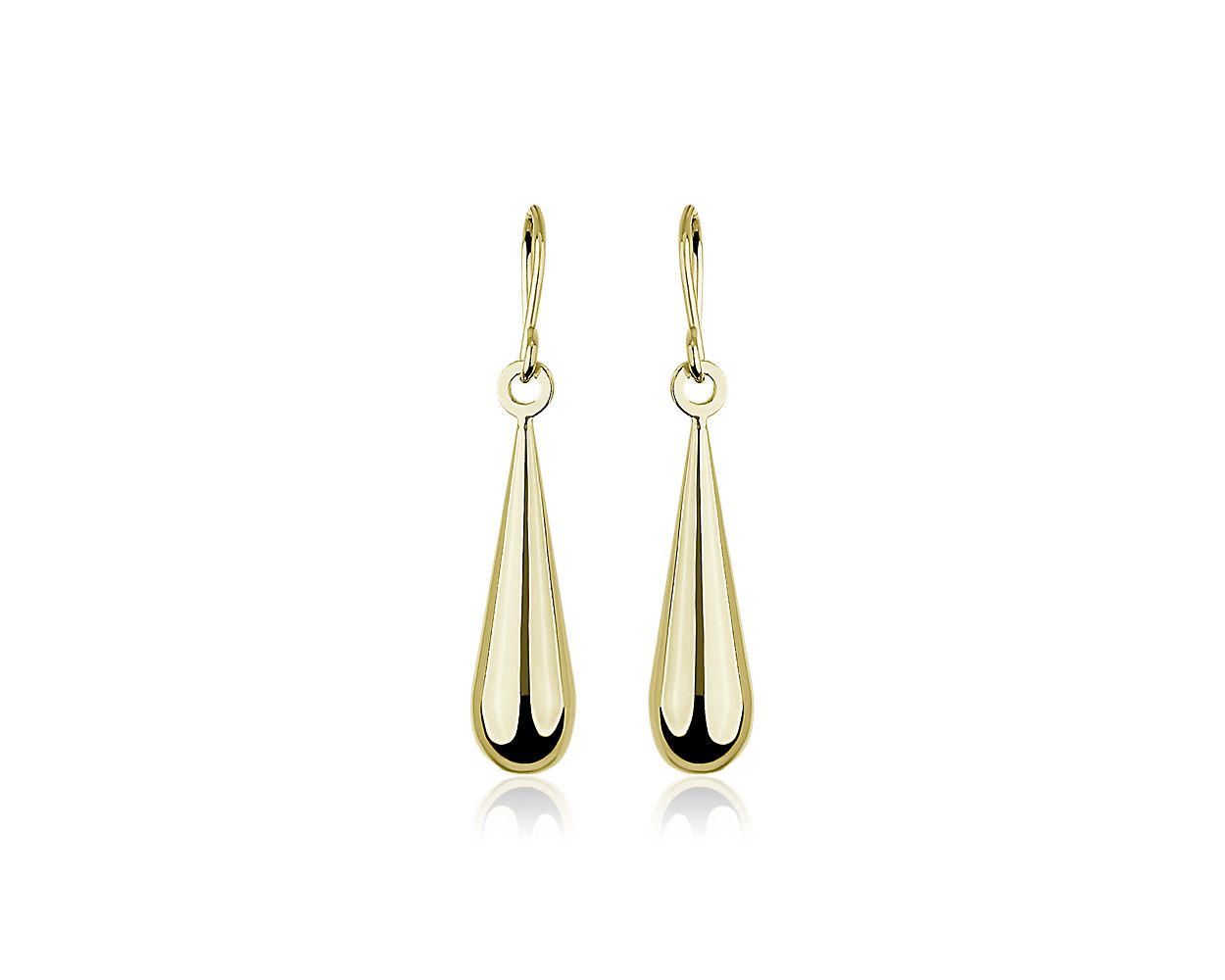 14K Yellow Gold Long Puffed Teardrop Drop Earring – JewelryAffairs