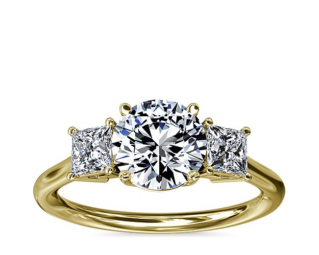 Camellia Three Stone Diamond Engagement Ring (1/3 Ct. tw.) - 18K Yellow Gold