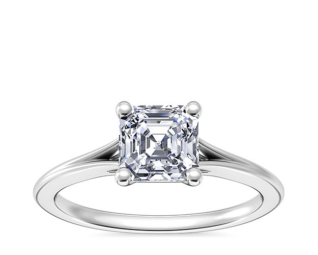 Petite Split Shank Solitaire in 14k White Gold