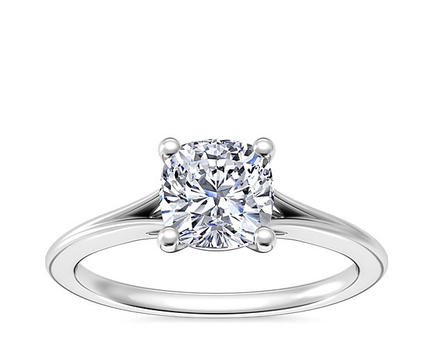 Petite Split Shank Solitaire in 14k White Gold