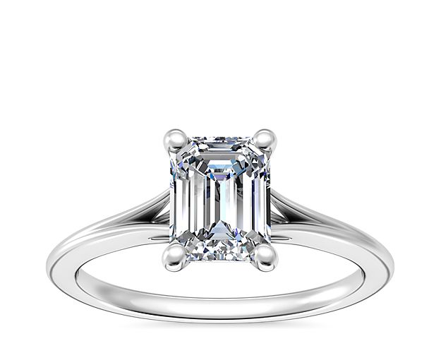 Petite Split Shank Solitaire in 14k White Gold