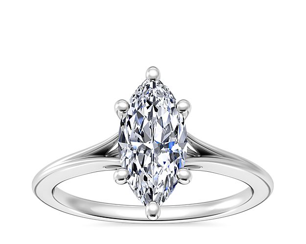 Petite Split Shank Solitaire in 14k White Gold