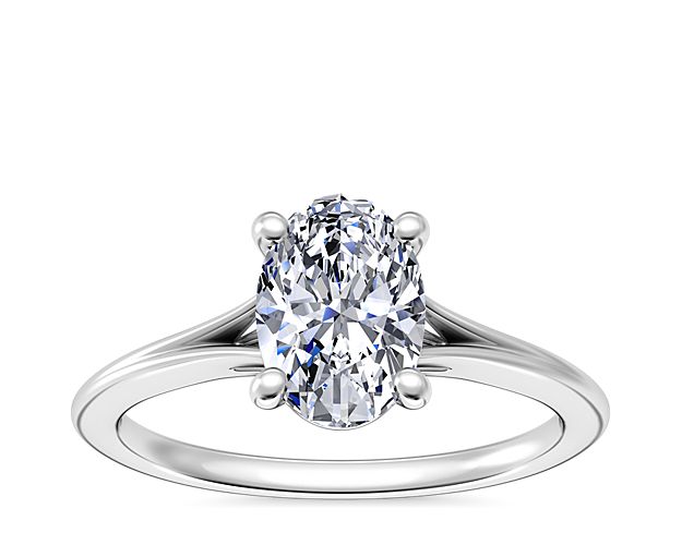 Petite Split Shank Solitaire in 14k White Gold