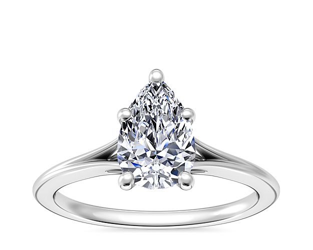 Petite Split Shank Solitaire in 14k White Gold
