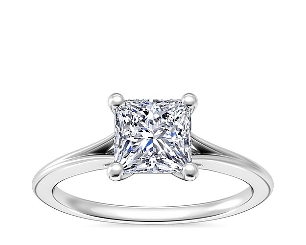 Petite Split Shank Solitaire in 14k White Gold