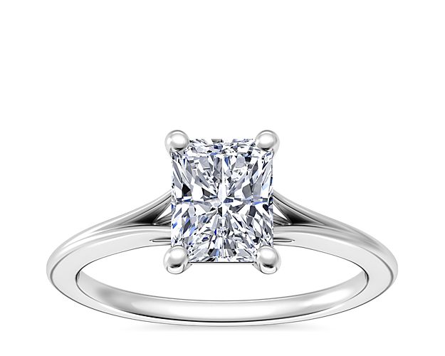 Petite Split Shank Solitaire in 14k White Gold