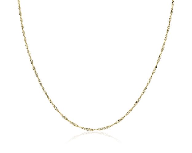 24" Singapore Chain in 14k Yellow Gold (1.7 mm)