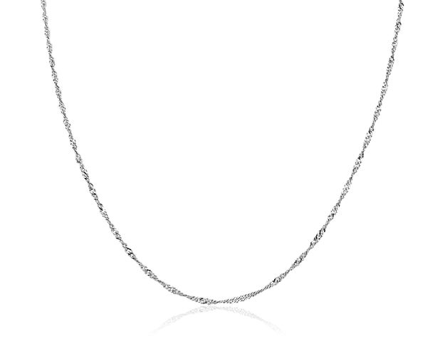 This finely made 14k white gold 18" Singapore chain is perfect to pair with any outfit.