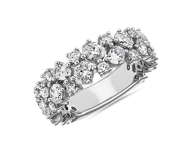 Oval and Round Cluster Diamond Anniversary Ring in 14k White Gold (2 ct. tw.)