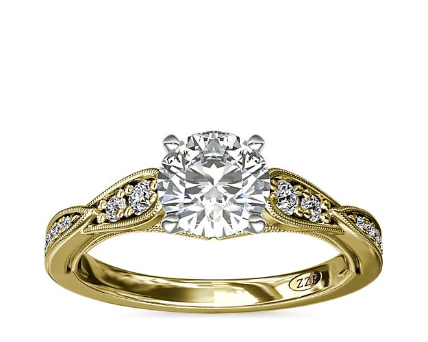 ZAC ZAC POSEN Vintage Milgrain Scalloped Diamond Engagement Ring in 14k Yellow Gold (1/3 ct. tw.)