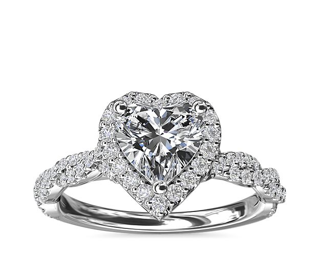 Twisted Band Halo Diamond Engagement Ring in 14k White Gold (1/3 ct. tw.)