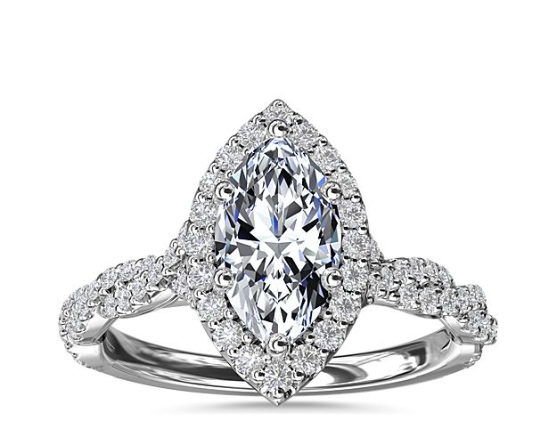 Twisted Band Halo Diamond Engagement Ring in 14k White Gold (1/3 ct. tw.)