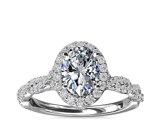 Twisted Band Halo Diamond Engagement Ring in 14k White Gold (1/3 ct. tw.)