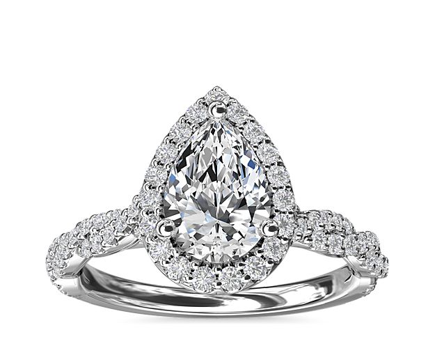 Twisted Band Halo Diamond Engagement Ring in 14k White Gold (1/3 ct. tw.)