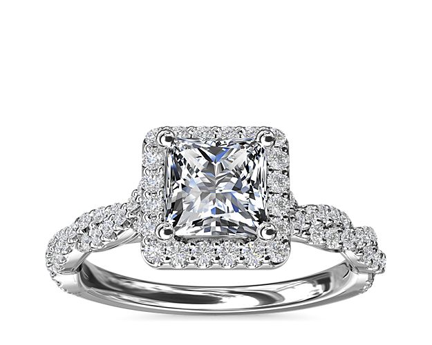 Twisted Band Halo Diamond Engagement Ring in 14k White Gold (1/3 ct. tw.)