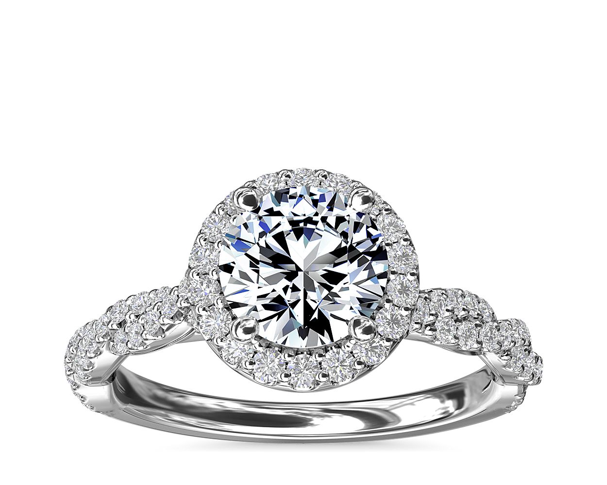 Twisted Band Halo Diamond Engagement Ring in 14k White Gold (1/3 ct. tw.)