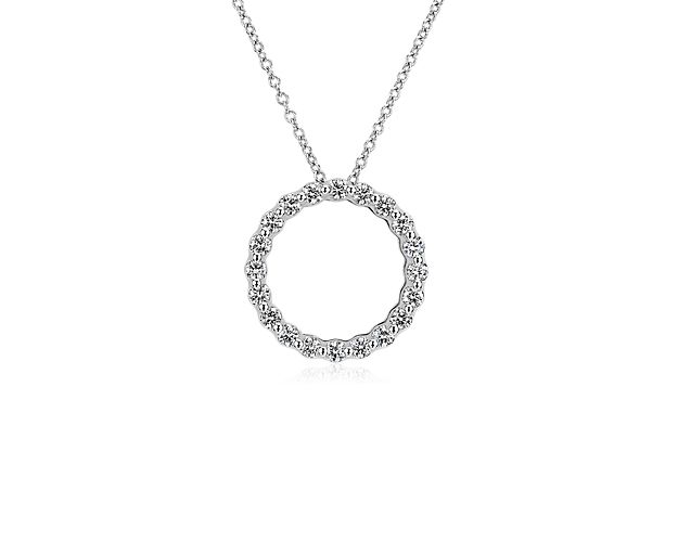 Floating Diamond Circle Pendant in 14k White Gold (1/2 ct. tw.)