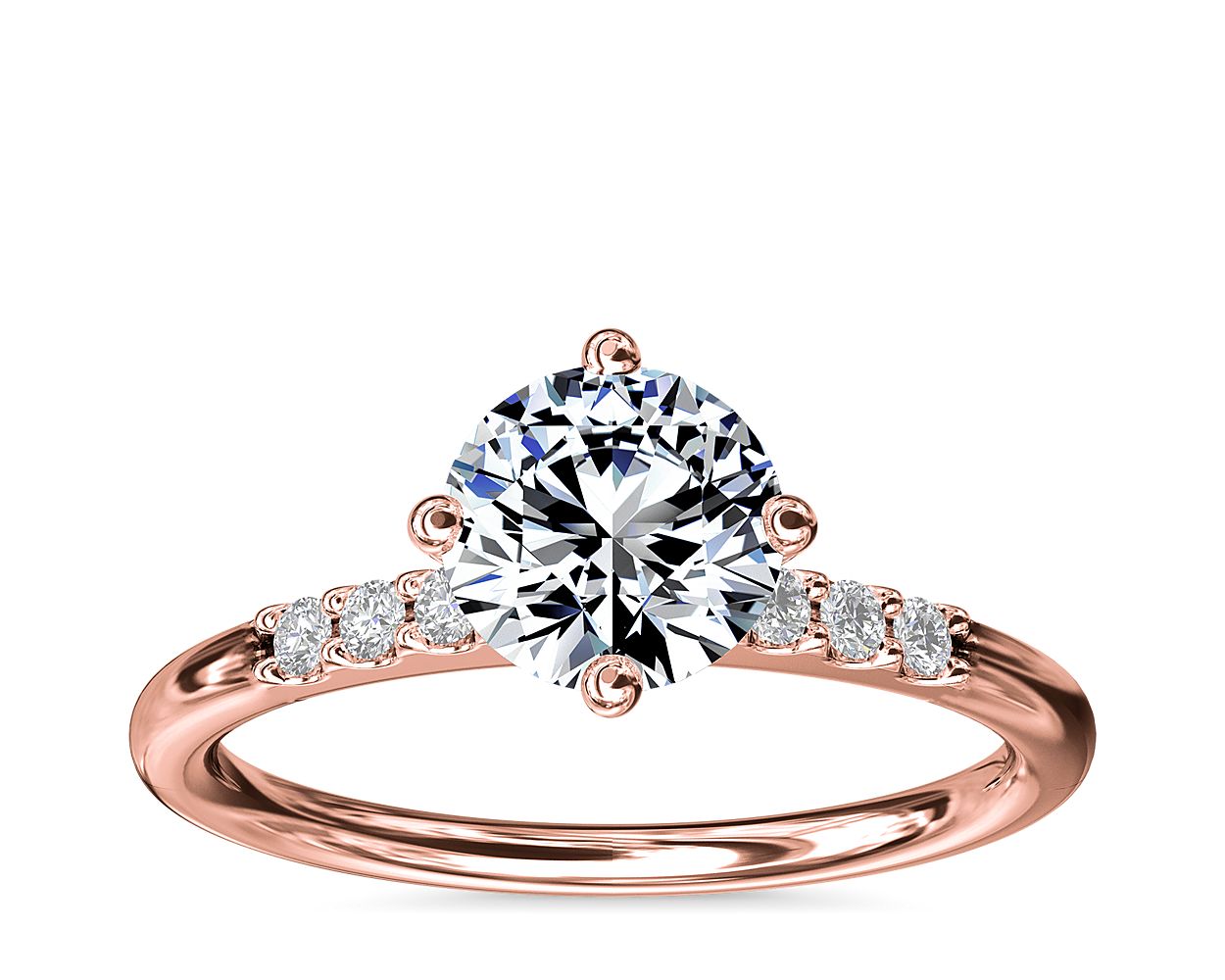 East-West Petite Diamond Engagement Ring in 14k Rose Gold (1/10 ct. tw.)