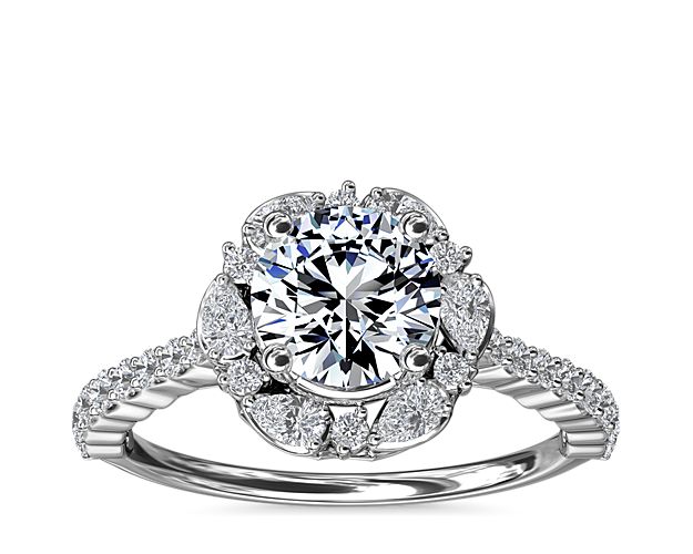 The Ritz Round Halo Diamond Engagement Ring in 14k White Gold (3/8 ct. tw.)