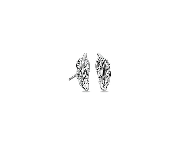 Our sterling silver leaf branch earrings blends natural beauty and modern graphic appeal. This petite, solid silver branches are stationary secured by a friction back post.