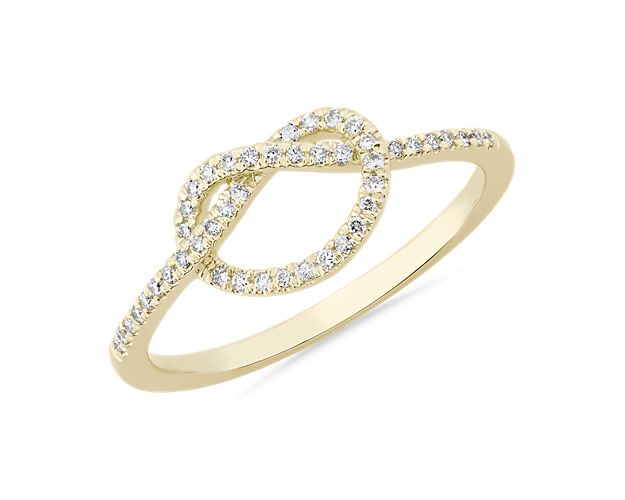 Diamond Open Knot Ring In 14k Yellow Gold