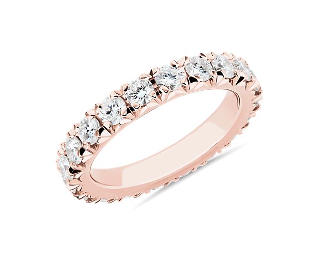 French Pavé Diamond Eternity Ring in 14k Rose Gold (2 ct. tw.)