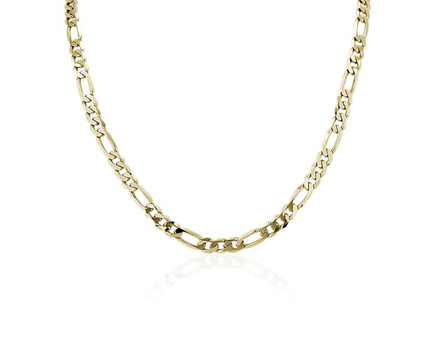 22" Men's Figaro Chain Necklace in 14K Yellow Gold (7.5 mm)