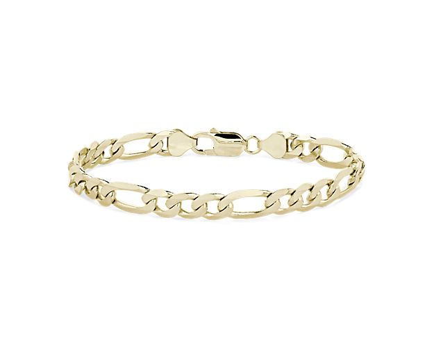 8" Men's Figaro Chain Bracelet in 14k Yellow Gold  (7.5 mm)