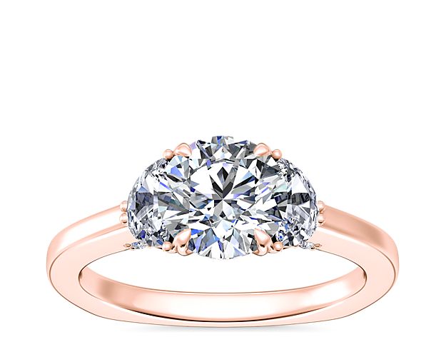 Bella Vaughan Moon Three Stone Engagement Ring in 18k Rose Gold (1/3 ct. tw.)